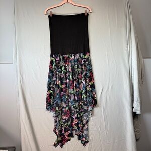 La Vie En Rose Womens Asymmetrical Beach Cover Up Dress Skirt M Floral Tropical